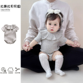 爬服套装 包屁衣女宝宝花边领哈衣连体衣外出薄款 婴儿夏装 2026新款