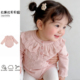 拉果拉女宝宝粉针织包屁衣早春衣服百日宴周岁礼服新生婴儿连体衣