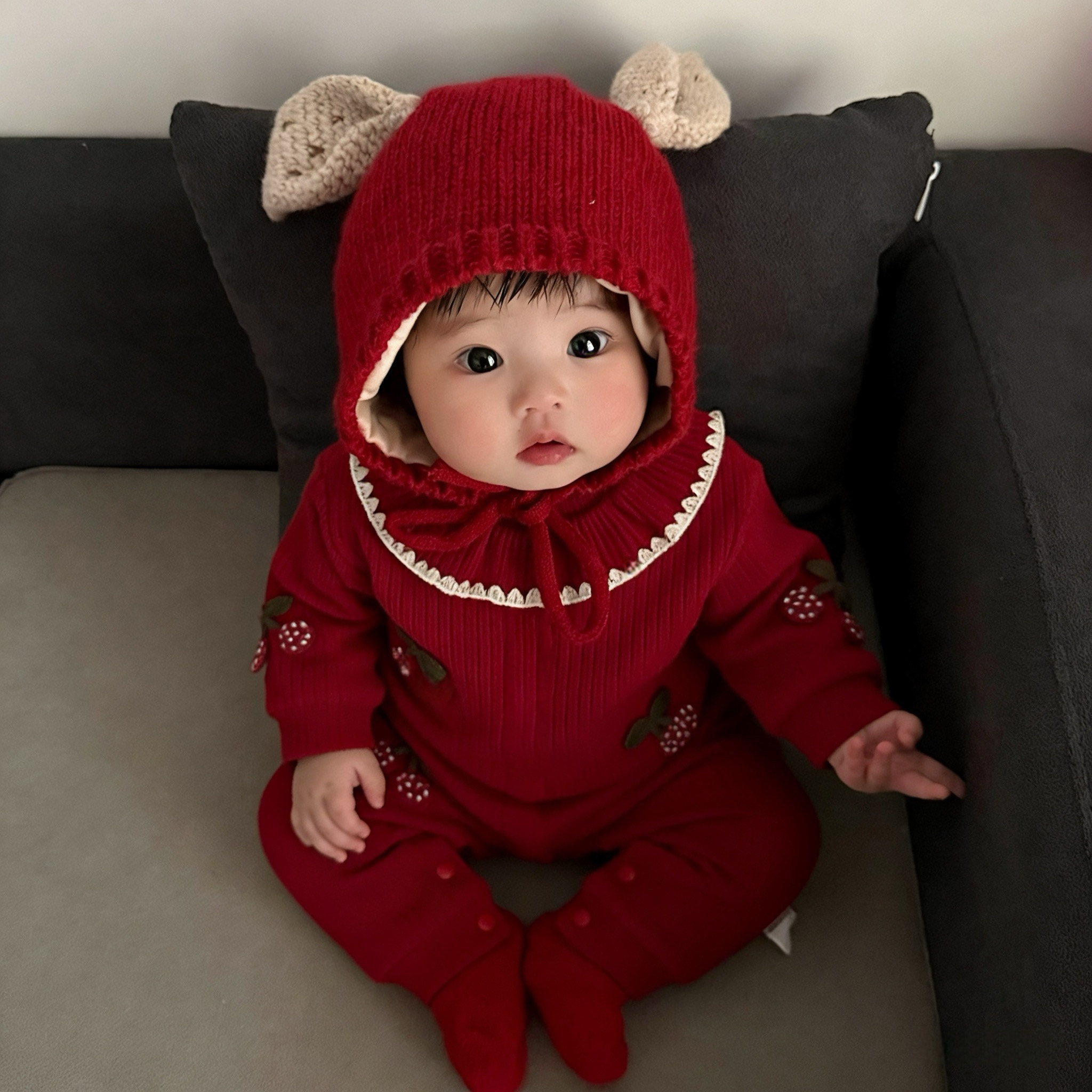 拉果拉婴儿加绒连体衣冬季女宝百天周岁礼服爬服套装宝宝过年衣服,童装/婴儿装/亲子装,连身衣/爬服/哈衣,淘宝优惠券,粉丝福利购,淘宝优惠卷