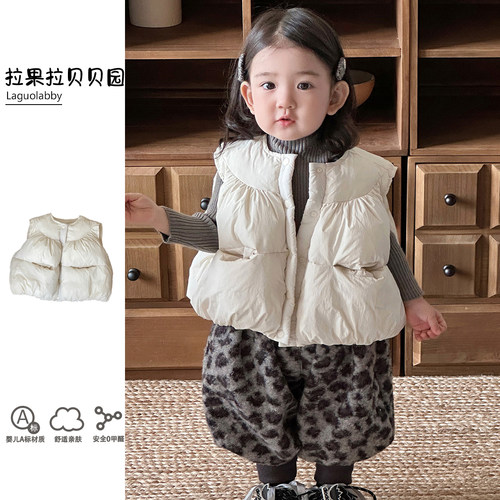 女童马夹2025新款冬季韩系宝宝洋气可爱夹棉加绒马甲保暖外套冬装