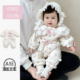 婴儿冬季 外出服棉衣女宝宝甜美公主风花边领碎花加绒夹棉外套爬服