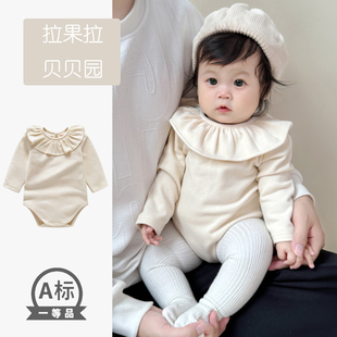 25女宝婴儿衣服秋季德绒长袖打底包屁衣满月百天公主礼服哈衣套装