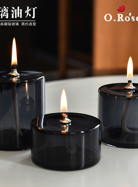 O.RoseLi 北欧浪漫玻璃油灯烛光晚餐无烟酥油灯创意彩色玻璃烛台