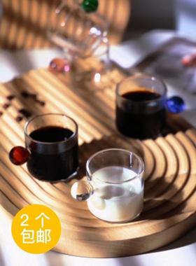 O.RoseLif 韩国ins风玻璃圆球把手牛奶杯子小量杯小奶盅耐热浓缩