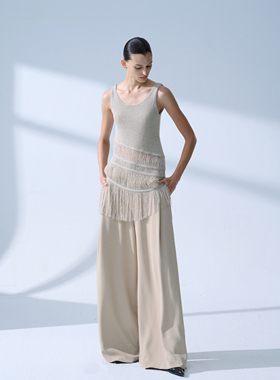 UNCHATGRIS 23SS 不对称镂空流苏装饰背心上衣