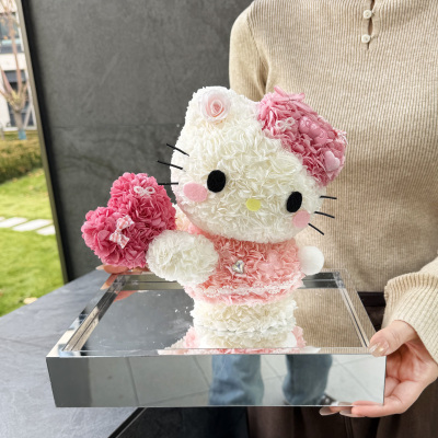 圣诞节礼物哈喽hellokitty永生花真花凯蒂KT猫摆件送女友闺蜜生日