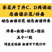 流行曲茶花开了升CD两调动态曲谱伴奏示范加音频格式 配套古筝曲谱