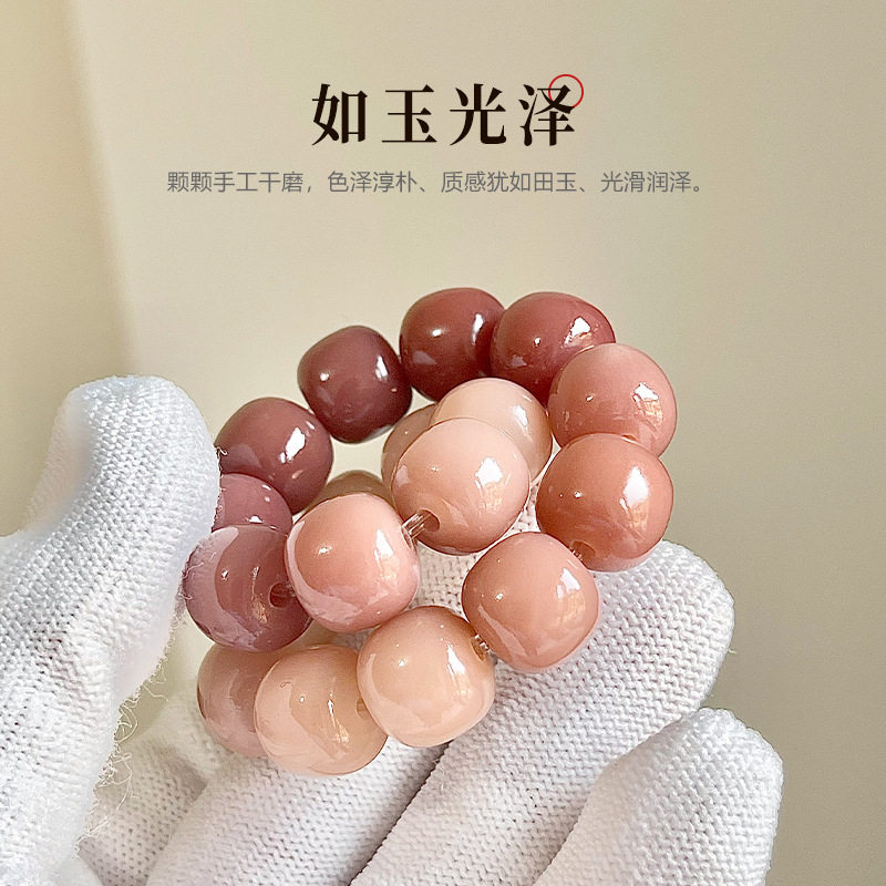 天然精品白玉菩提根手串稀有紫罗兰渐变高抛佛珠念珠男女手链时尚