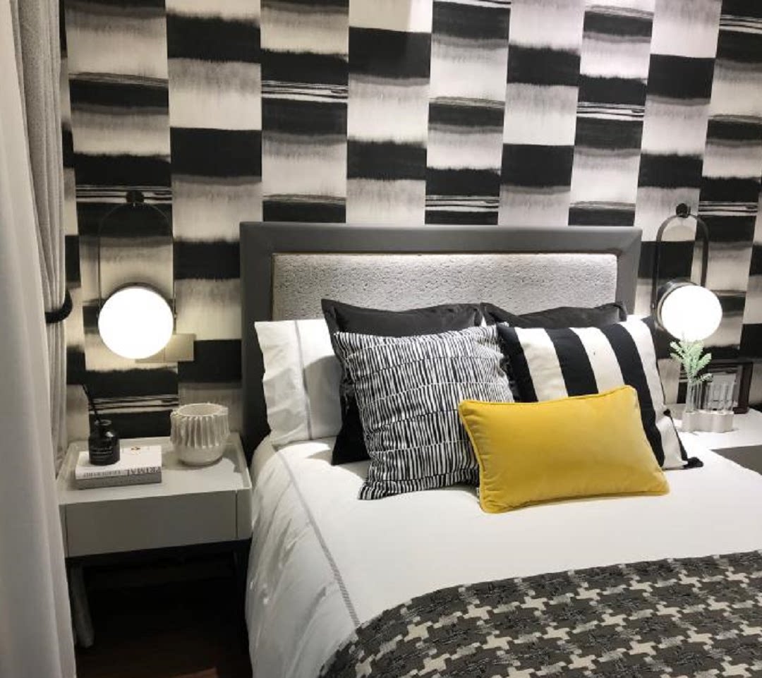 比利时进口无纺布后现代风格黑白图案卧室 书房 儿童背景墙壁纸