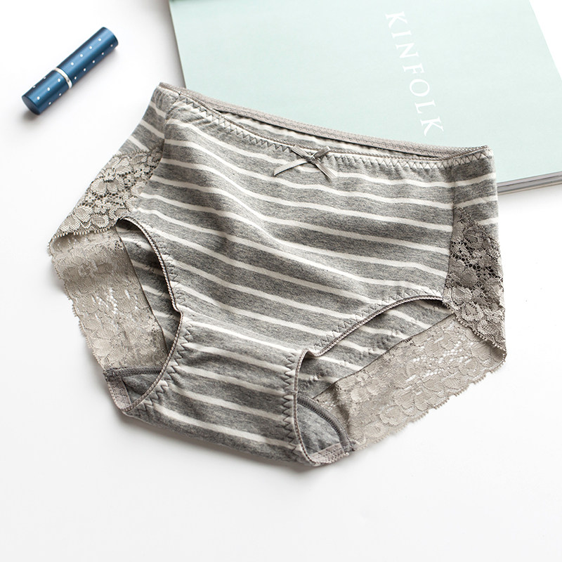 外贸内裤女原单日单出口日本纯棉中腰蕾丝边条纹海军风无痕三角裤,女士内衣/男士内衣/家居服,女三角裤,淘宝优惠券,粉丝福利购,淘宝优惠卷