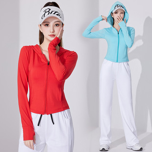 2026春夏薄款广场舞服新款套装开衫防晒衣女款夏季健身运动服速干
