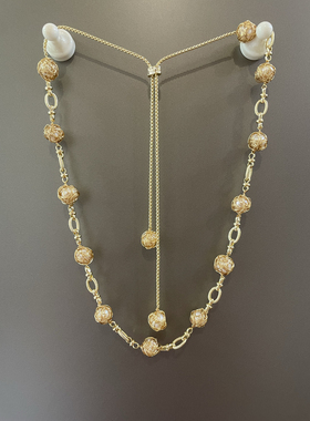 天然珍珠项链毛衣链小众精致手工金丝缠绕珍珠工艺颈链新款毛衣链