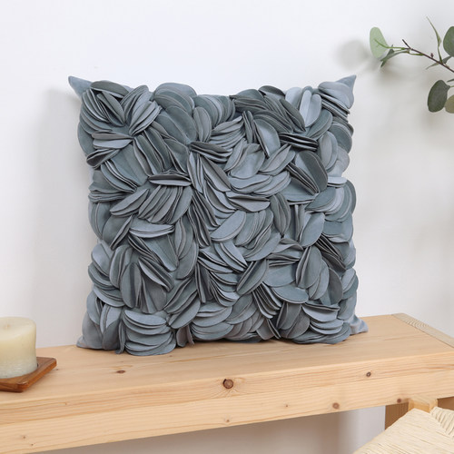 丝绒立体花朵手工纯色叶片靠垫套