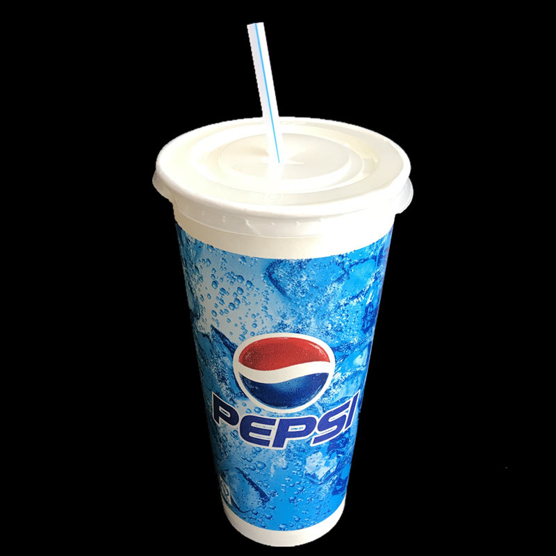 包邮22盎司百事可乐纸杯100套一次性纸杯660ml百事冷饮杯大可乐杯