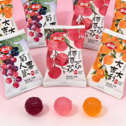 喜糖金冠荔枝味香橙味葡萄味果汁软糖结婚订婚喜事节日糖果散装