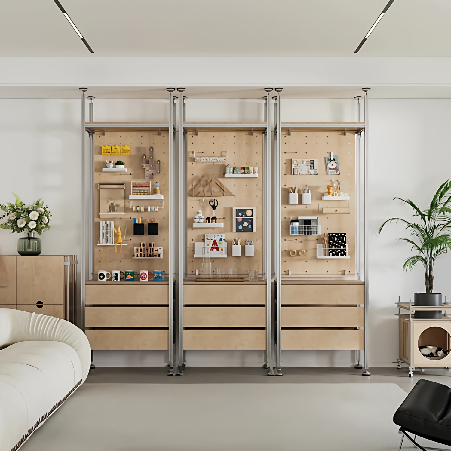 北欧铝型材展示架抽屉收纳柜样品展览架桦木海洋板陈列置物架定制