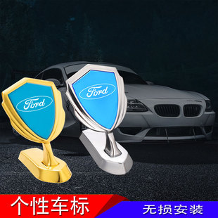 配件汽車用品個性 金屬 飾改裝 適用于福特福睿斯銳界銳際立標外觀裝