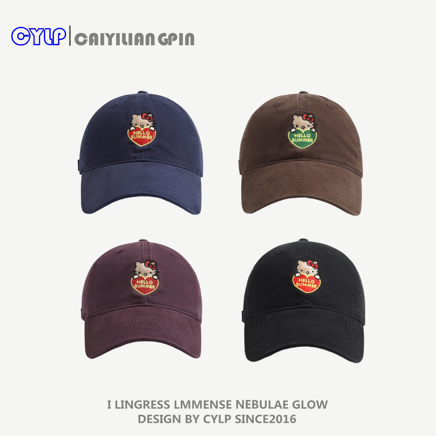 四季百搭KT猫咪刺绣棒球帽