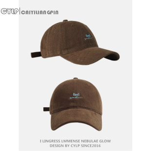 秋冬新款 休闲显脸小百搭鸭舌帽男潮 小字母刺绣磨毛棒球帽子女韩版