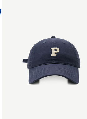 男女同款P字母刺绣软顶水洗棉棒球帽韩版ins显脸小百搭四季鸭舌帽