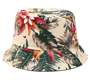 hat 双面花朵渔夫帽纯棉碎花盆帽夏天户外太阳帽子floral bucket