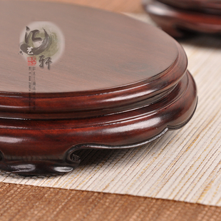 速发实木椭光檀明盆整木紫圆鼻烟壶摆件底座托架茶壶奇石玉器式景