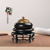 紫光檀圆形花瓶盆景香炉摆件底座实木中式 古龙托盘花几黑檀木底座