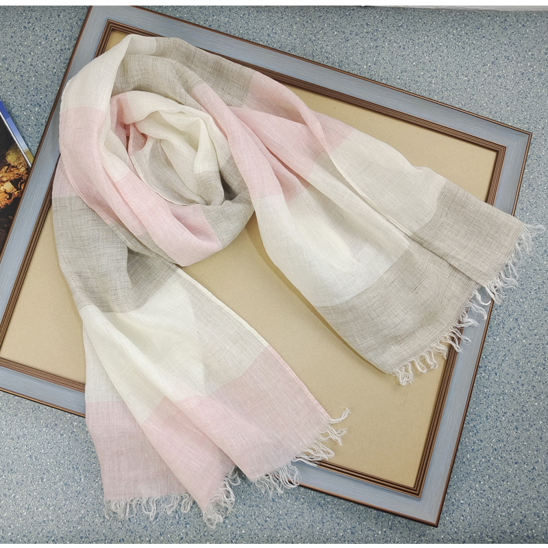 秋冬日系女亚麻羊毛交织围巾