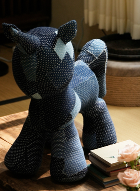 钟声刺绣 手工缝制彩色拼布密密缝 独角兽摆件家庭装饰 茶道零配