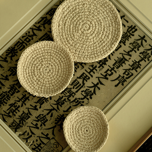 钟声刺绣手工棉柔养壶垫茶壶盖碗小号吸水杯垫日式复古隔热垫套装