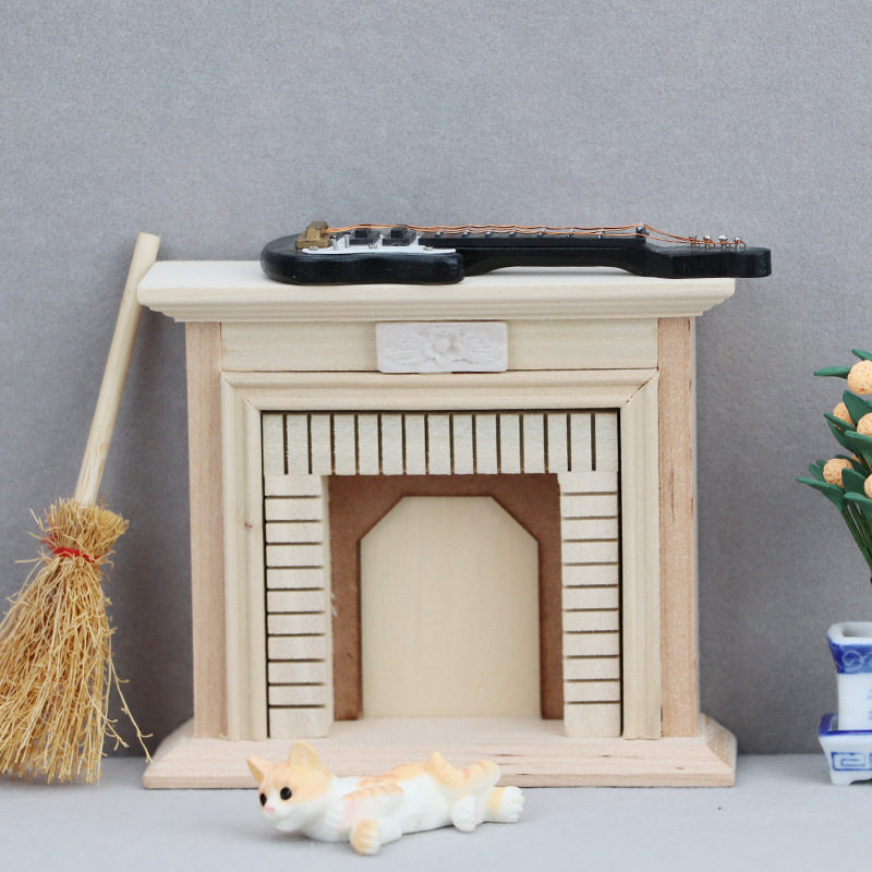 娃娃屋dollhouse微缩家具ob11食玩场景摆件木质diy迷你素坯壁炉