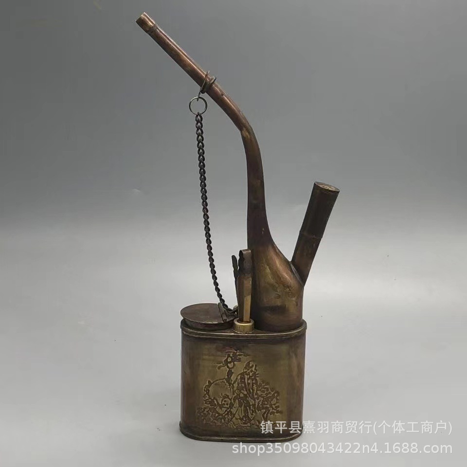 水烟筒老式民国收藏古玩杂项寿比南山不老松纯铜寿星烟壶烟杆老式