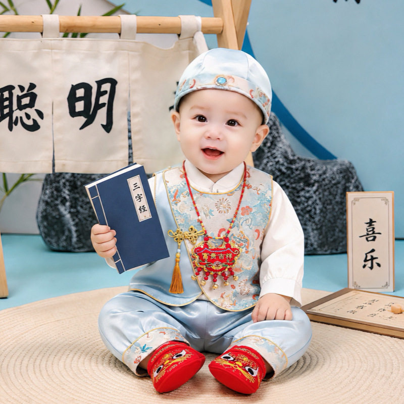 中式马甲宝宝唐装周岁礼服套装秋