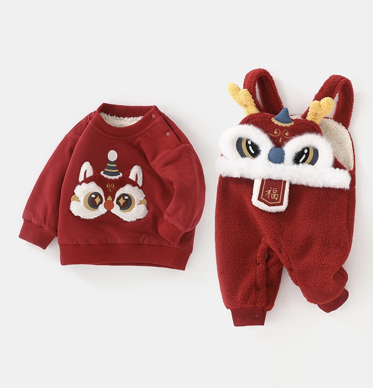 婴儿背带裤卫衣套装秋冬加绒加厚