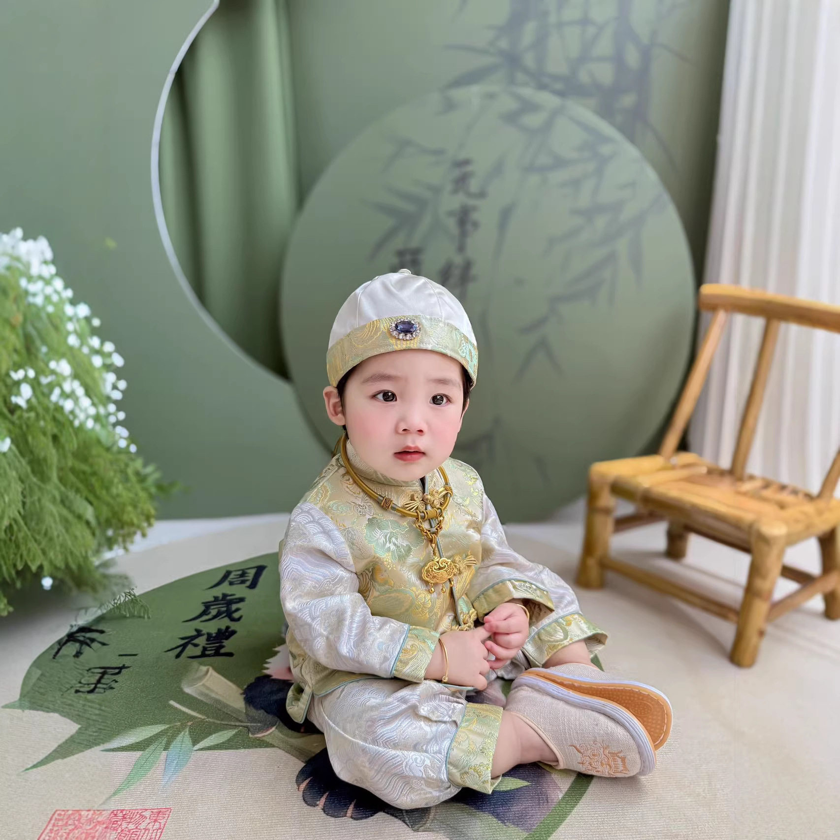 男童周岁礼服新中式唐装春秋套装