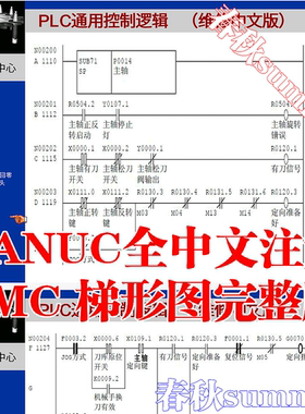 全中文注解FANCU-PMC梯形图程序完整版发那科PLC程式逻辑维修详解