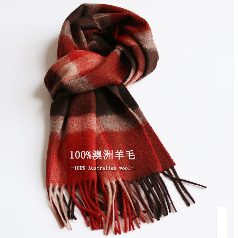 尖货英国100%羊毛格子围巾女冬季学生百搭男保暖情侣围脖生日礼物