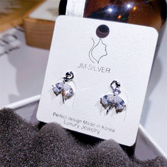 Pure silver needle Earrings female temperament South Korean personality ballet girl Earrings simple cold WindNet red Earrings