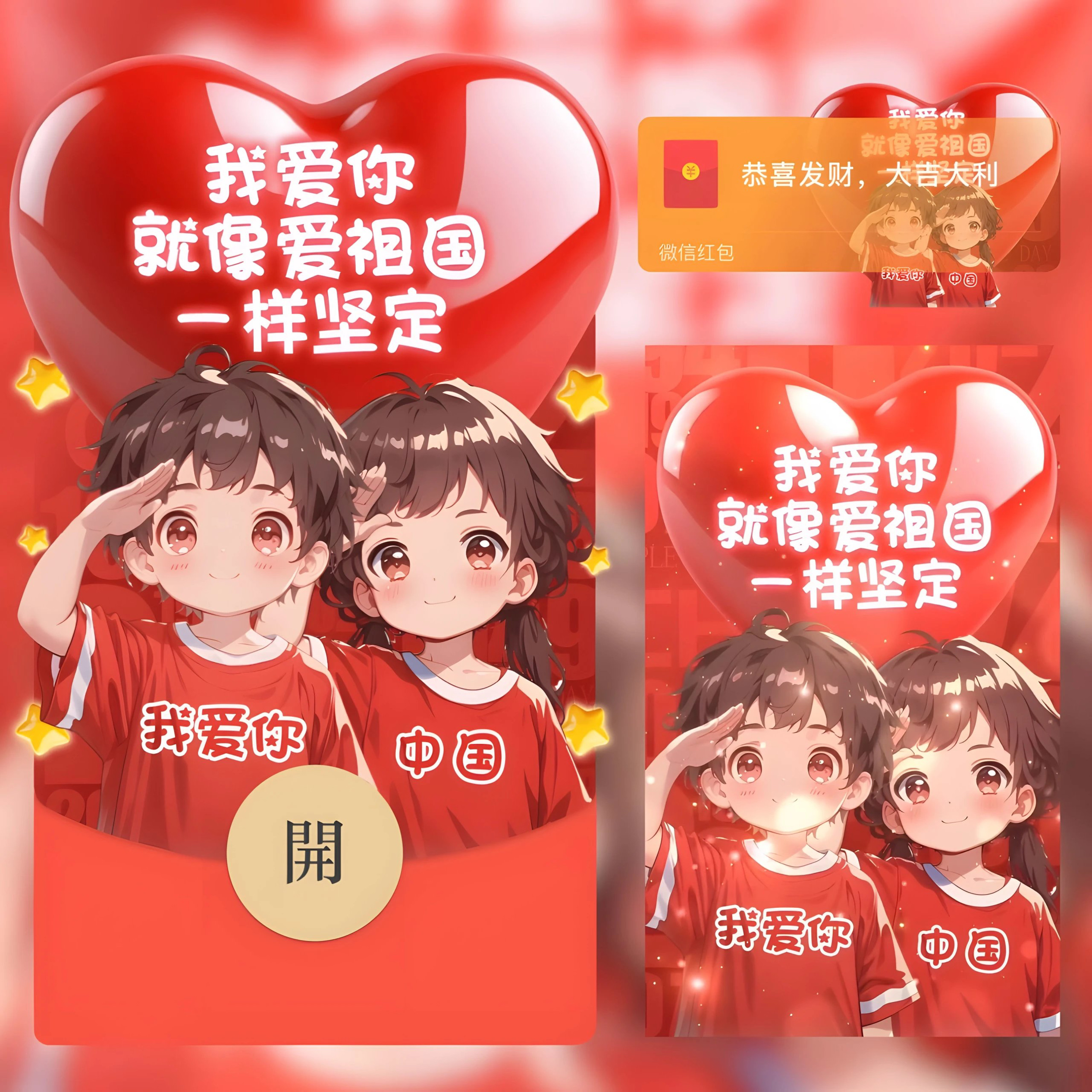 2024国庆节微信红包封面情侣我爱你祖国动态音乐皮肤序列号wvx