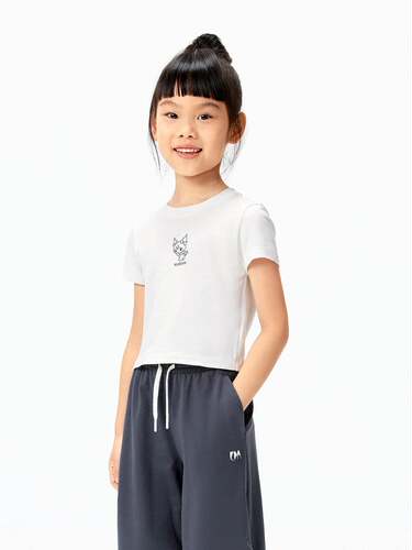 little moco专柜正品25年夏女童亲子短款修身短袖T恤KBE2TEE035