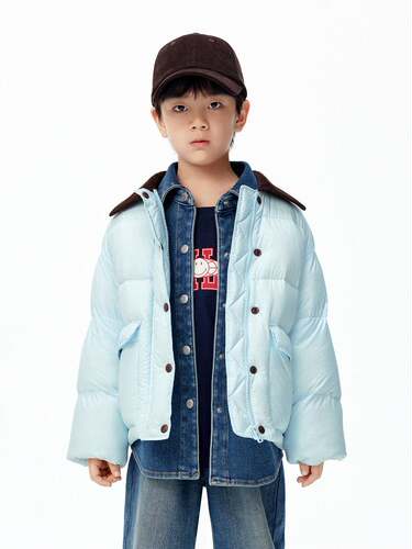 专柜正品 little moco男女童25冬装翻领保暖羽绒服外套KBE4EIN036