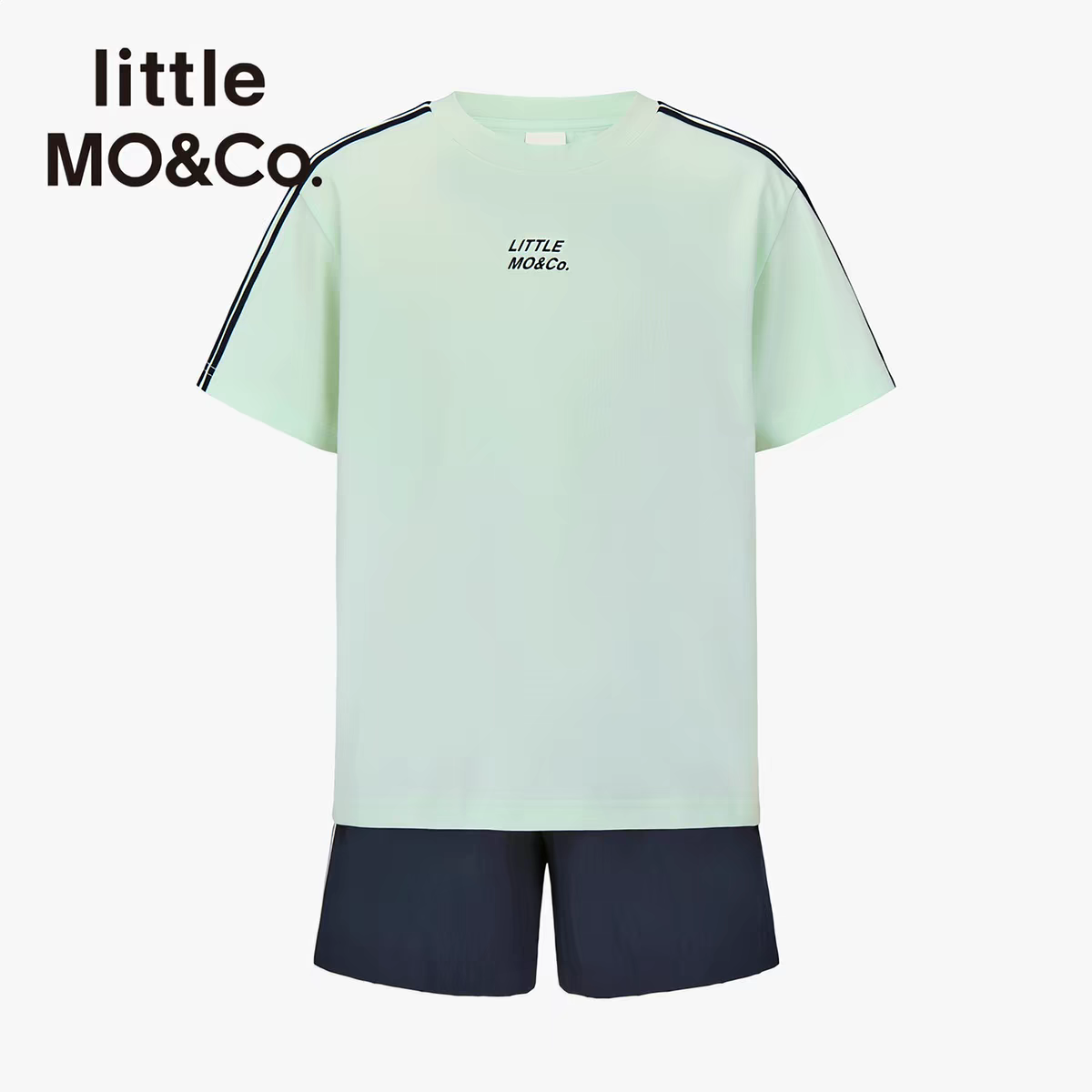 凉感套装little moco26夏款男女童运动两件套短袖短裤KBF2SUTT03