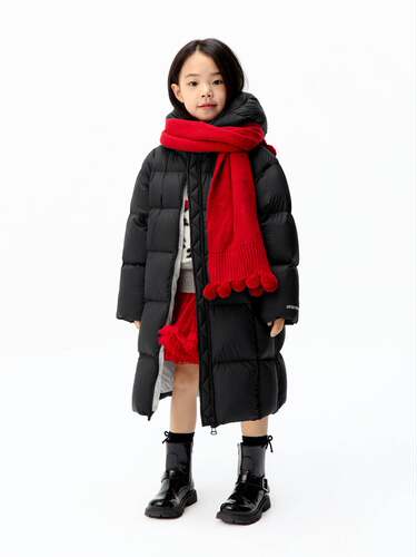 little moco 25冬季男女童亲子长款鹅绒加绒羽绒服外套KBE4EIN006