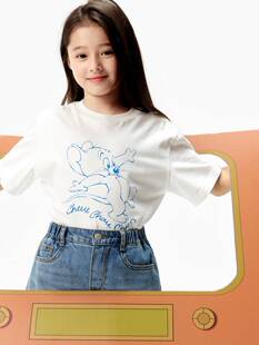 little moco专柜25春款男女童休闲半袖纯棉短袖T恤KBE3TEE006