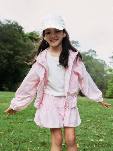 little moco童装26夏款女童环保连帽薄外套上衣防晒衣 KBF2JKTT02