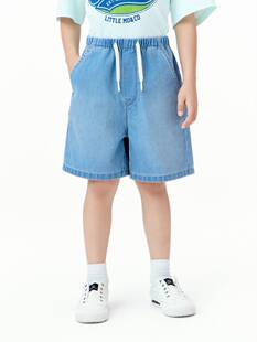 littlemoco正品26年夏男童松紧舒适牛仔休闲印花短裤KBF2SOT024