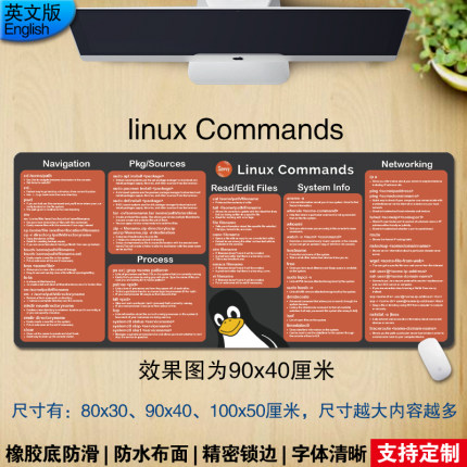 linux git idea vscode英文版程序员专用鼠标垫js办公超大桌垫