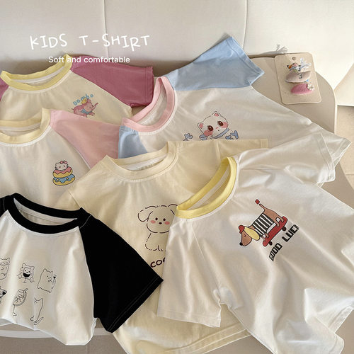 【巴拿拿专属】夏季新款撞色拼接设计T恤短袖 DXAJ5207