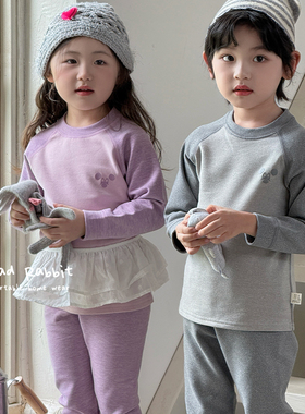 【巴拿拿专属】秋冬新款双层段彩蚕丝保暖插肩儿童套装 MQJ5337