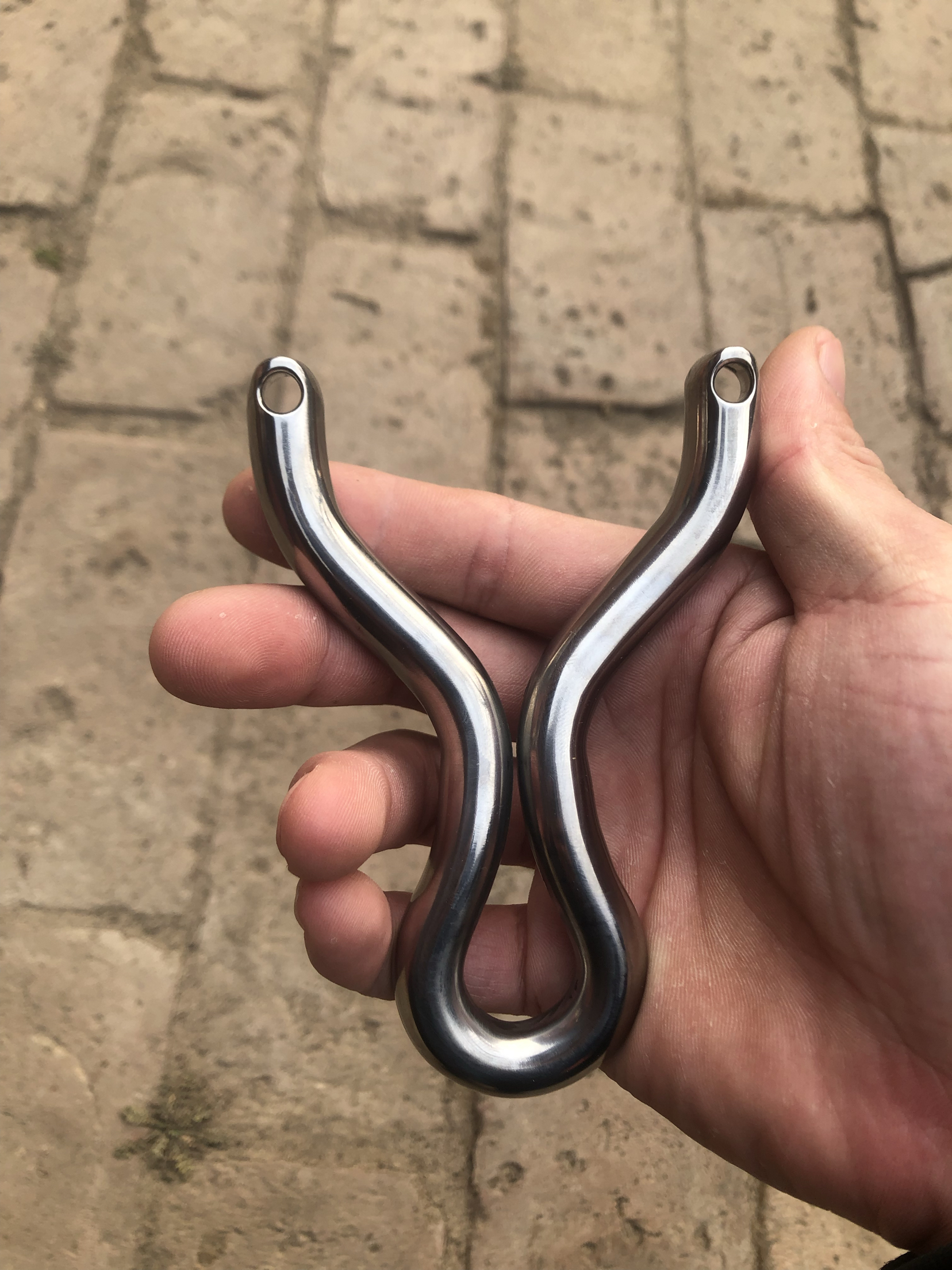 12mmTC21钛合金单卡 热弯扁皮圆皮 飞虎两用 弹弓 烤蓝